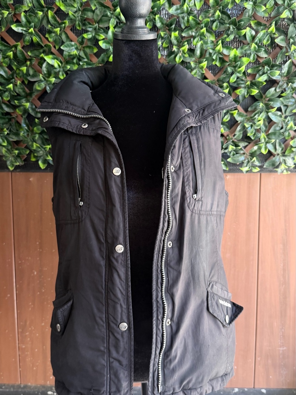New Balance Black Quilted Puffer Vest with High Collar
